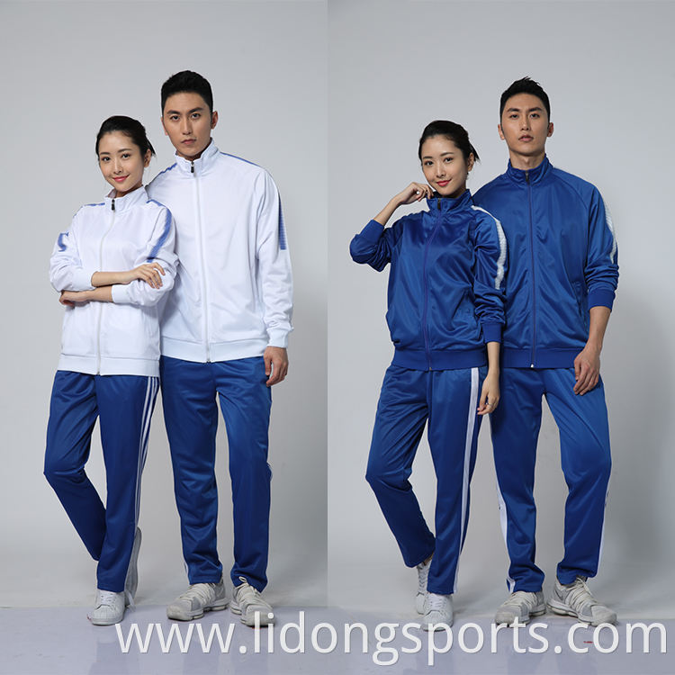 LiDong custom high quality sportswear 100% Polyester blue tracksuit wholesale